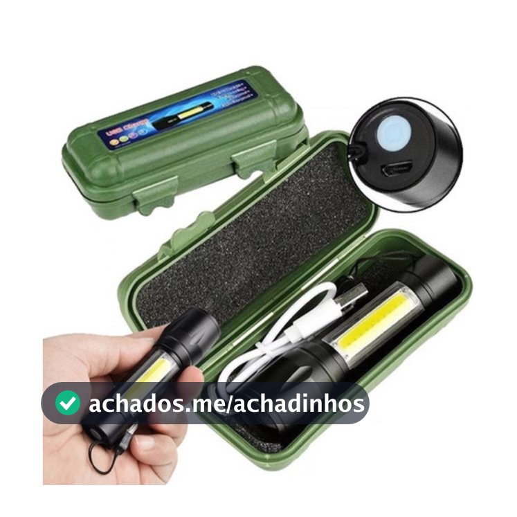 Mini Lanterna Tática Com Led E Zoom Recarregável Usb Lanterna De Mao 535