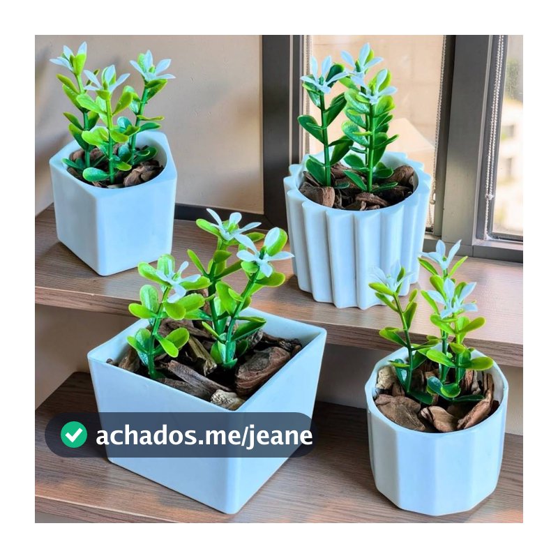Kit 4 Mini Vasinhos Com Planta Artificiais Decoração De Casas Escritórios