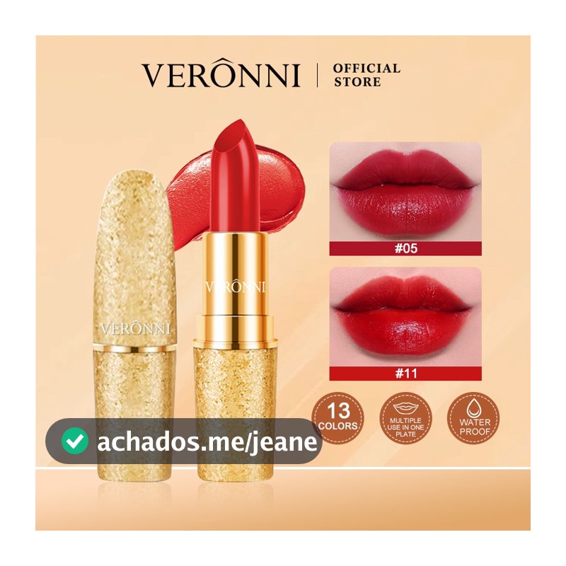 VERONNI 13 Cores Batom À Prova D'água De Longa Duração Fosco Shimmer Mental Beleza Cosméticos Glitter Lip Gloss Coreano