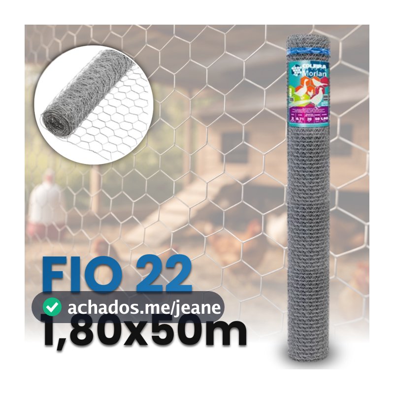 Tela Galinha Morlan 1,80x50m Fio 22 Tipo 2 Para Galinheiro