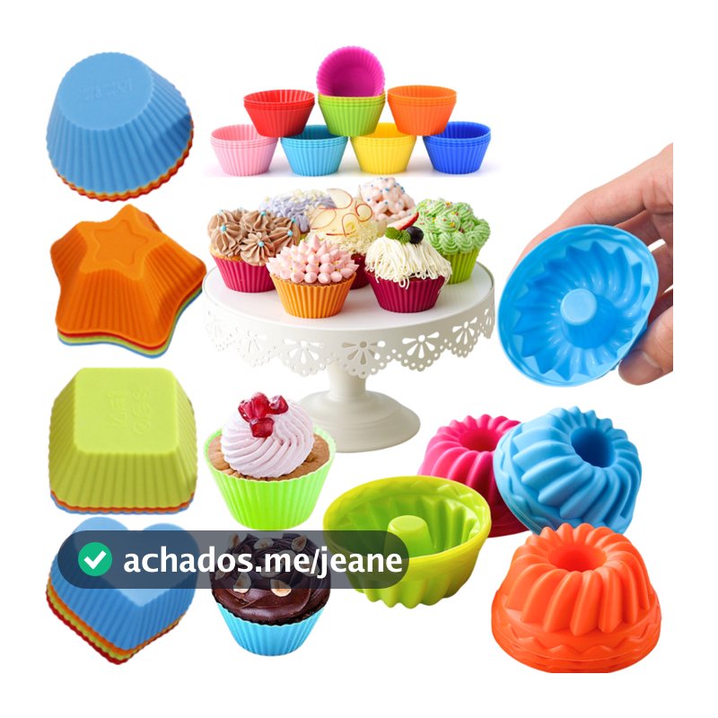 Forminhas Formas Silicone Cupcake Muffin Bolo Doces Vários Formatos Coloridas Kit com 6 ou 12 Peças