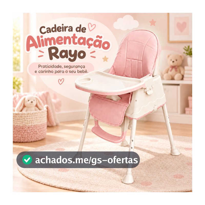 Cadeirinha de Alimentação infantil 2 Alturas Suporta 23kg Assento Retrátil Rayo