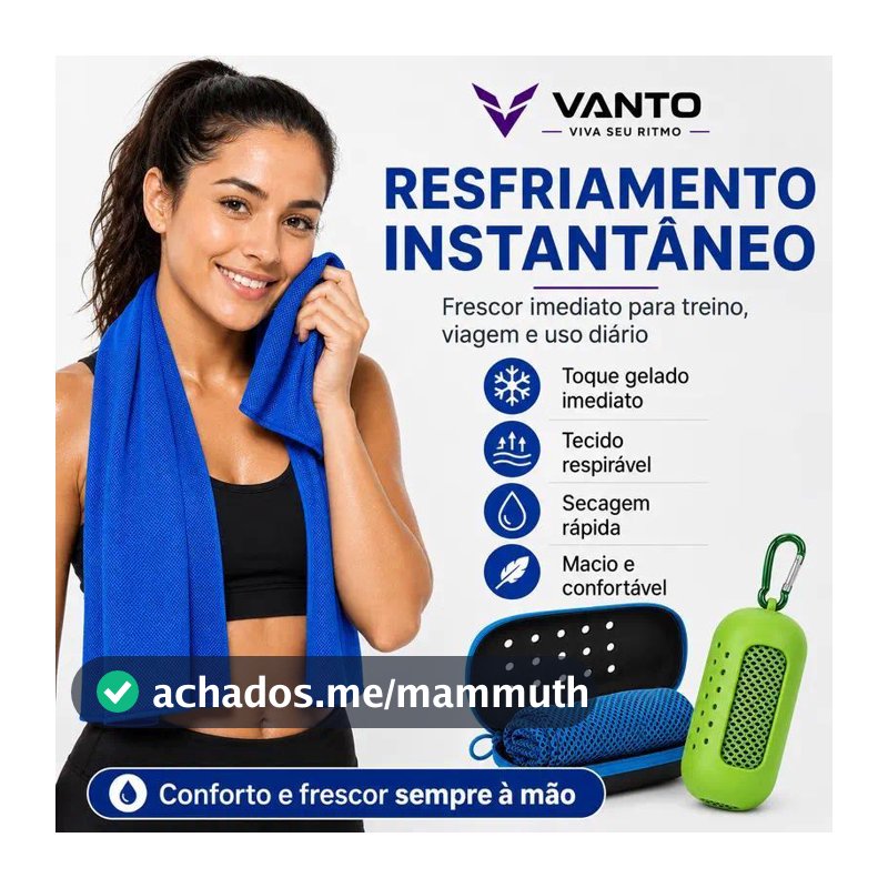 VANTO Sports Refreshing Towel 90x30cm Quick-Drying Gym Running Fitness Carrying Bag