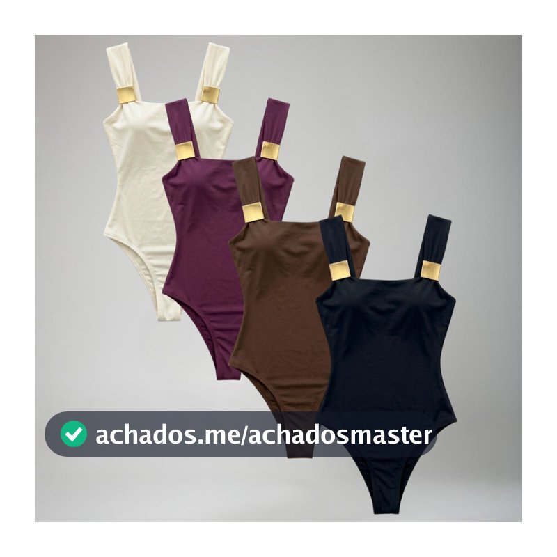 Body Feminino Fivelas Dourada Suplex Premium Confortavél Moda Tendência Modela o Corpo