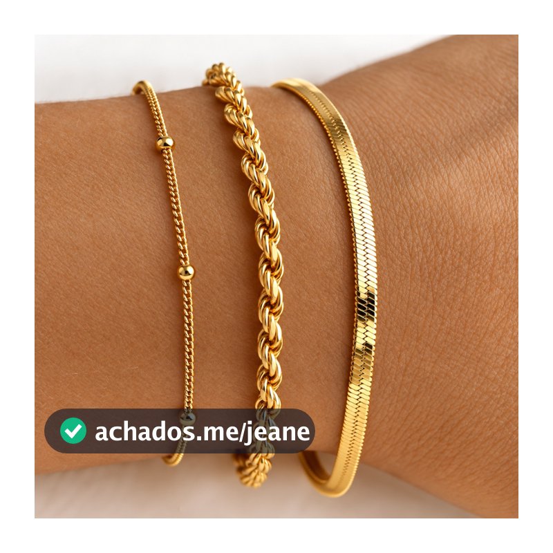 Kit 3 Pulseiras SEMI JOIA Banhada Ouro 18k Cordão Baiano Fio Liso Metalizada Conjunto Pulseira Feminina de Bolinha
