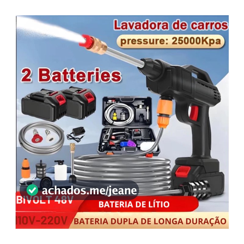 Lavajato 48V Pistola Lavadora Portátil De Alta Pressão Recarregável Carros e Jardins Pistola Residêncial Bivolt