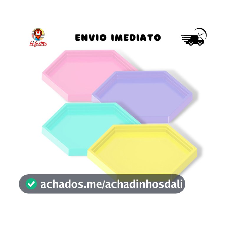 Kit C/ 4 Un Bandeja Decorativa Sextavada 17x17 Várias Cores