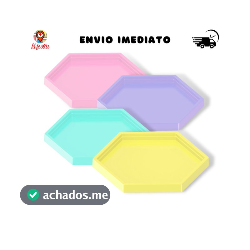 Kit C/ 4 Un Bandeja Decorativa Sextavada 17x17 Várias Cores
