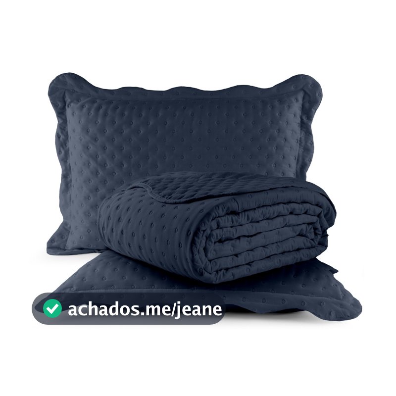 Kit Cobreleito Colcha Queen 240x260 Micropercal - 200 Fios Toque Macio Com 02 Porta Travesseiros Com Abas