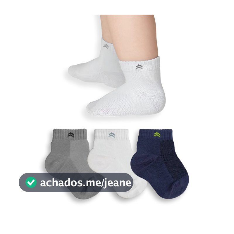 Kit 3 Pares Meia Infantil Baby Up 02025 Algodão Cano Médio