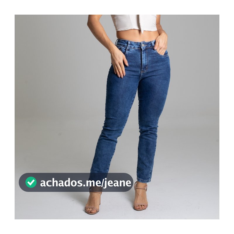 Calça Jeans Feminina Sawary Reta Original Elastano Lycra Cintura Alta Com Bolsos Moda Feminina Roupa