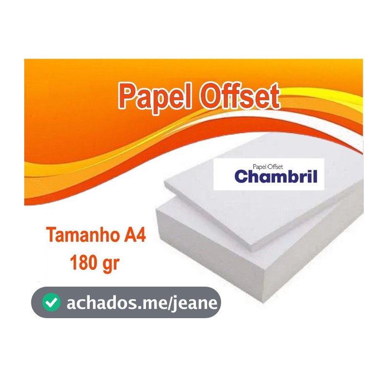 Papel Offset Chambril 180g A4. 100 folhas
