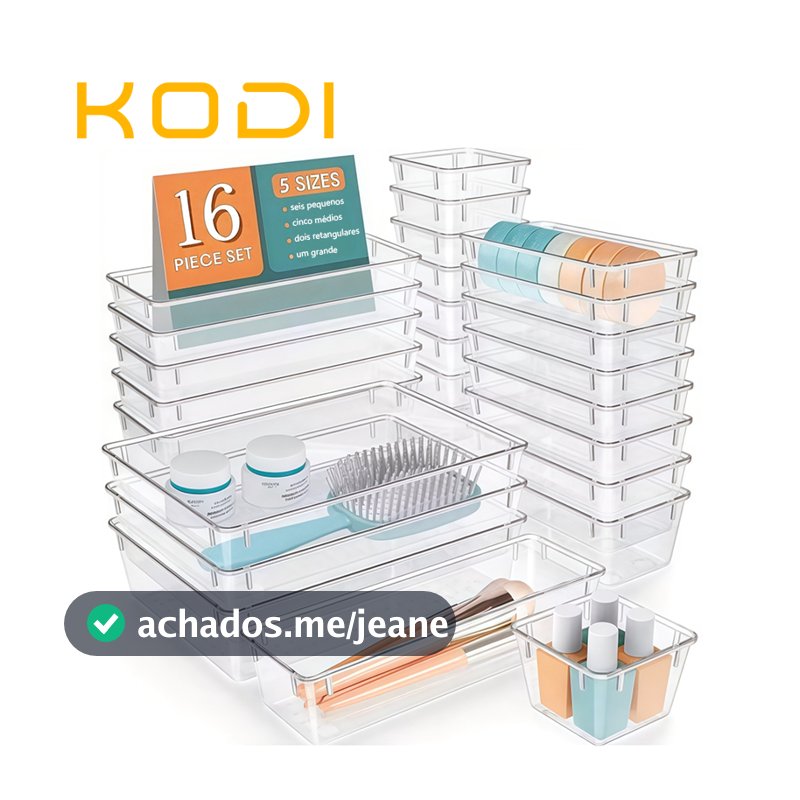 Kit 16 Gavetas Organizadoras para Geladeira  Cristal, Modular e Multiuso -R3