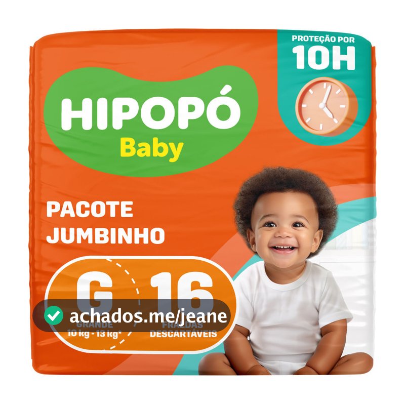 Fralda Hipopó Baby Tamanho G Pacote Jumbinho 16 Unidades Descartáveis