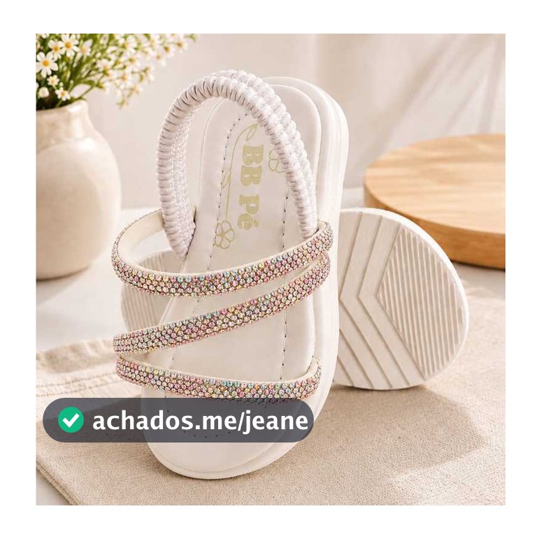 Sandália Infantil Menina Brilho Strass Leve e Confortável