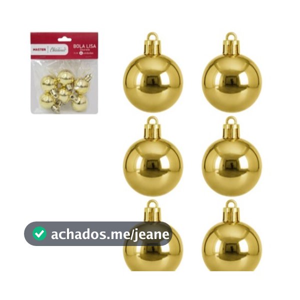 Bola De Natal 3cm De Ø Dourada Metalizada Lisa Com 6 Peças