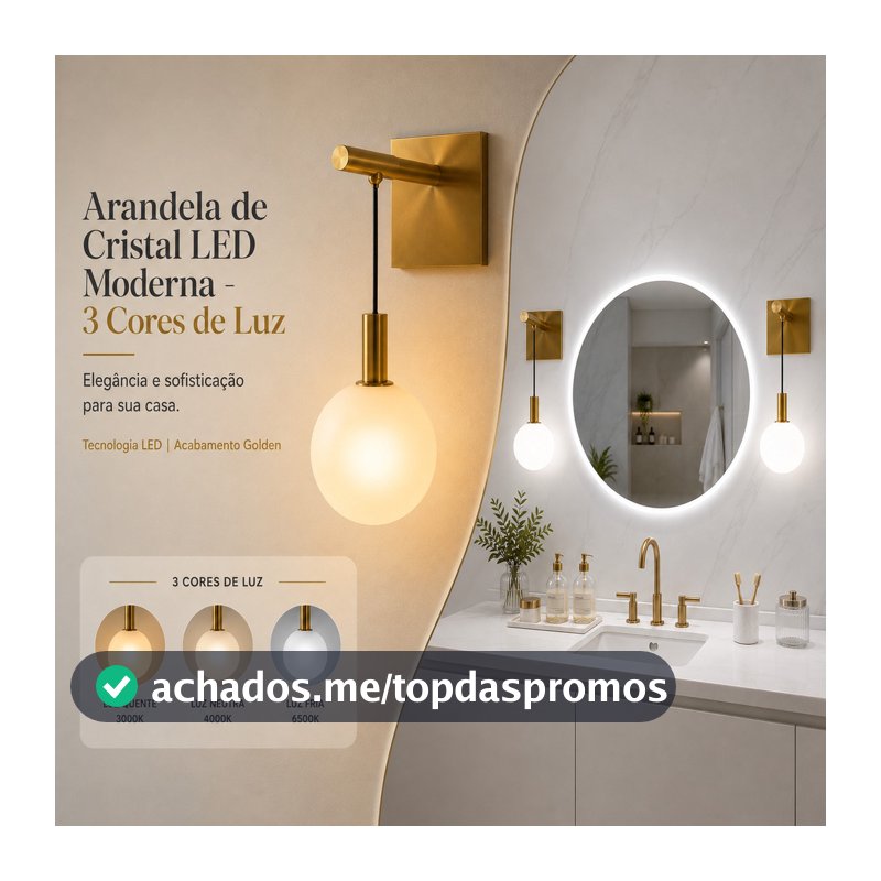 Arandela Led 3 Cores Ajustável Luz Moderna Parede Quarto
