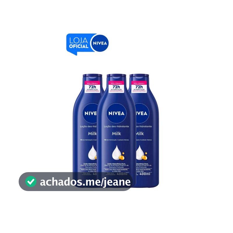 KIT NIVEA Loção Hidratante Milk Pele Seca a Extrasseca 400ml -3 Unidades