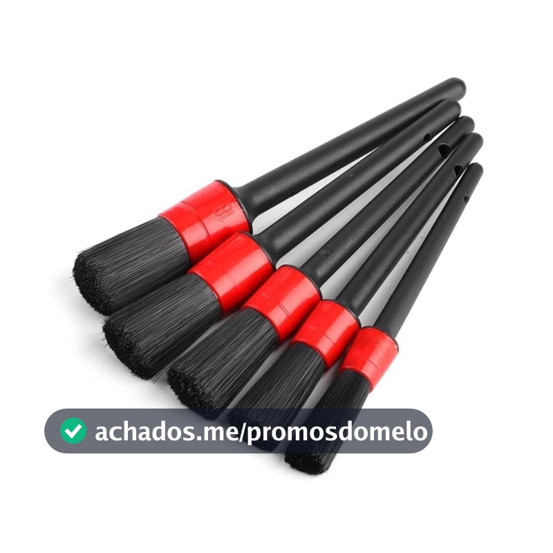 Kit 5 Pincéis Automotivos Detalhamento Limpeza Interno e Externo