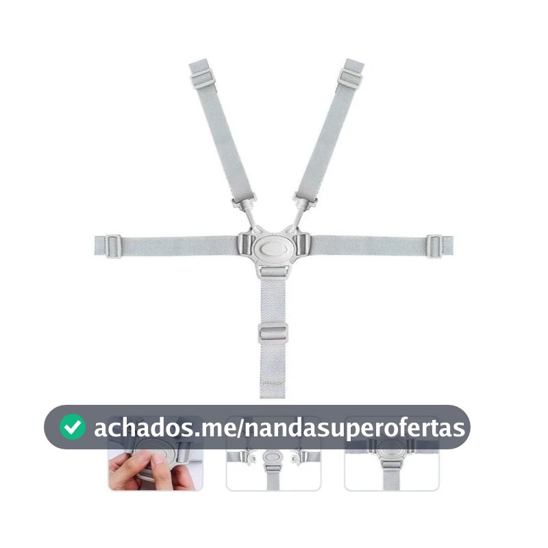 Cinto Segurança 5 Pontos Universal Cadeirinha Carrinho Cinza