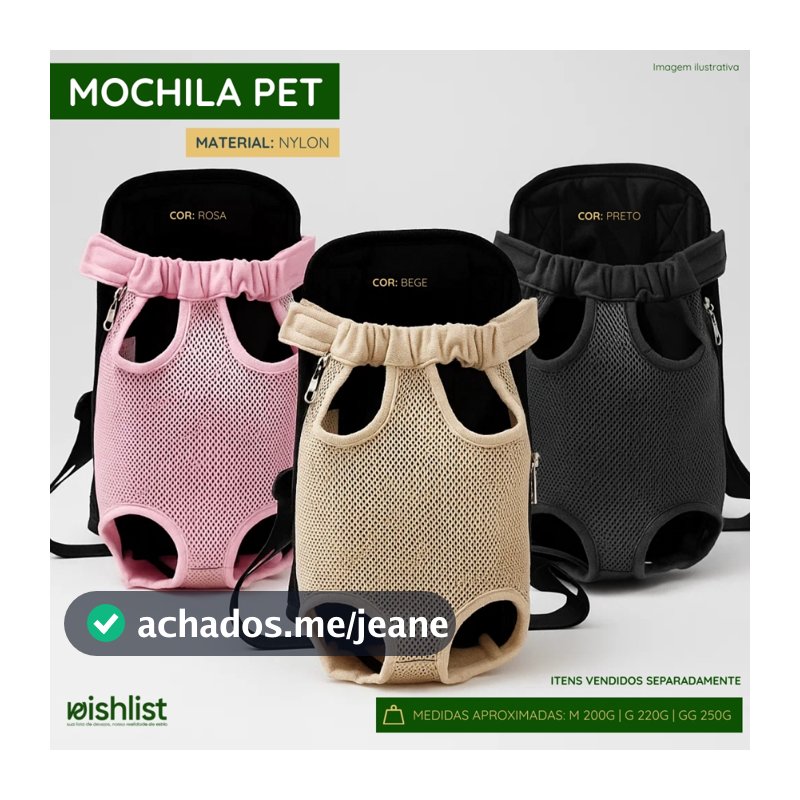 Mochila Bolsa Canguru Transporte Pet Cachorro Gato