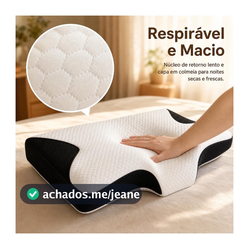 Travesseiro Cervical Ortopédico Espuma Viscoelástica Ergonômico com Memória para Dormir Melhor