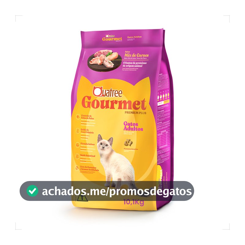 Ração Quatree Gourmet Gatos Adultos Mix de Carnes - 10,1Kg