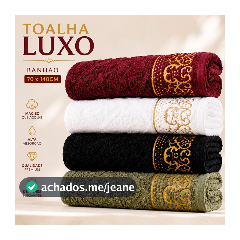 Toalhas Ouro Luxo 100% Algodão | Maciez, Alta Absorção e Qualidade Premium