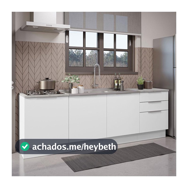 Armário de Cozinha Compacta 240cm Branco Stella Madesa 01