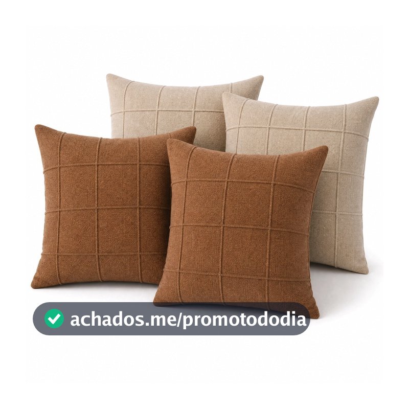 Kit 4 Capas de Almofada Linho 40x40 Rústico Toque Macio Zíper Sofá Sala Quarto Casa