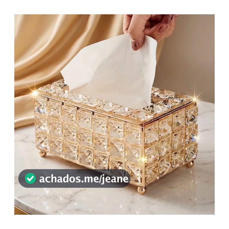 Caixa Porta Lenços De Papel Em Acrílico Cristal-Estilo Luxuoso Europeu, com Design de Corte Diamantado