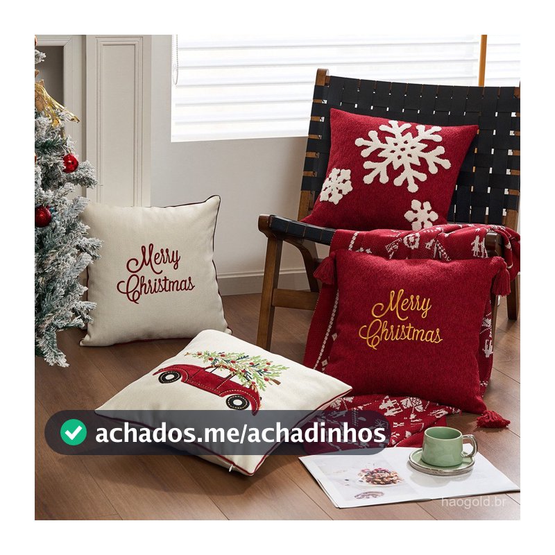 Capa de almofada bordada para o Natal