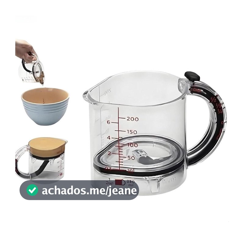 Copo medidor multifuncional, equipado com uma base de vedação ajustável estilo raspador quatro em um, design portátil.