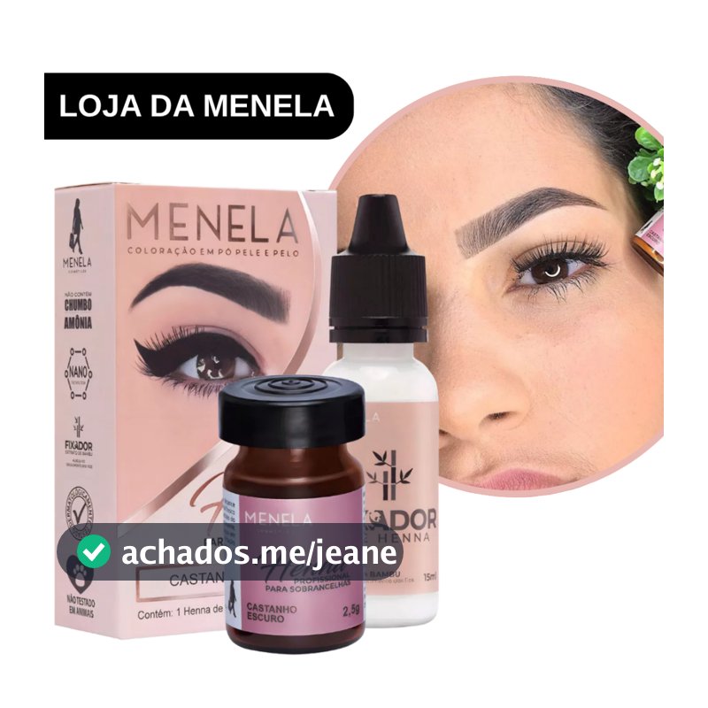 Henna Menela Profissional para Designer de Sobrancelhas 2,5g - Com Fixador e Nanotecnologia