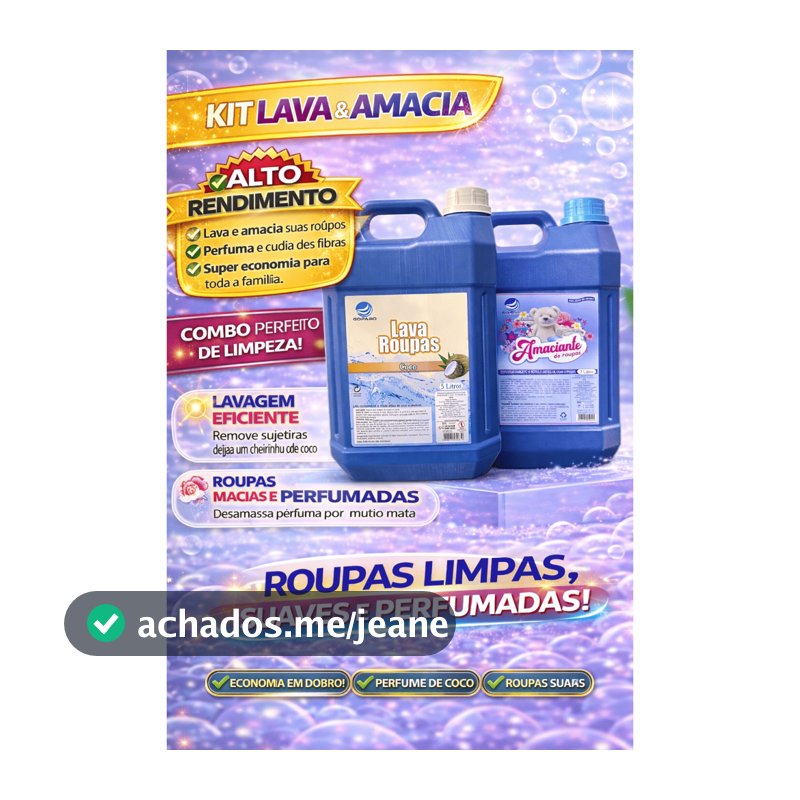 KIT 2 GALOES AMACIANTE DE ROUPAS AZUL + SABÃO COCO