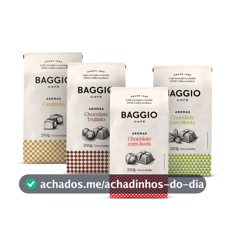 Kit Café Moído Baggio Aromas 1kg (4x250g) - Caramelo, Chocolate Trufado, Chocolate com Avelã e Menta