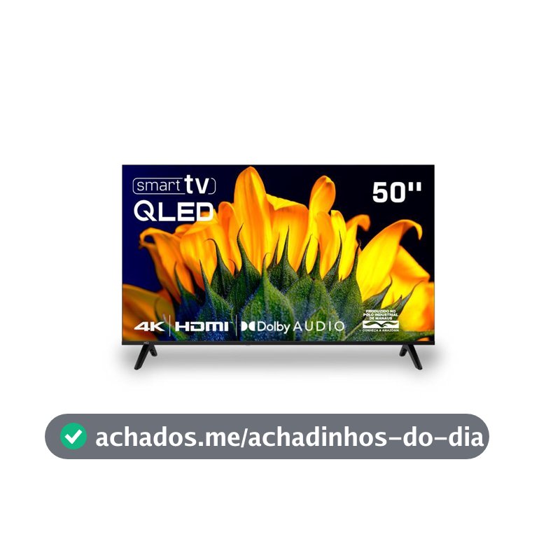 Smart TV HQ QLED 50 Polegadas HQ-QLED50SM 4K Wi-Fi Bluetooth, Dolby Audio, Apps, Netflix, YouTube e Prime Video, 3 HDMI