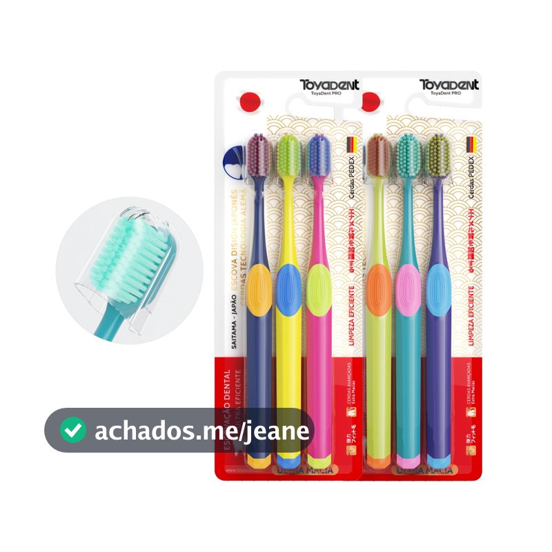 ToyaDent Escova Dentes Adultos,Kit 3 Unidades,Premium Cerdas Macias,Capa Protetora