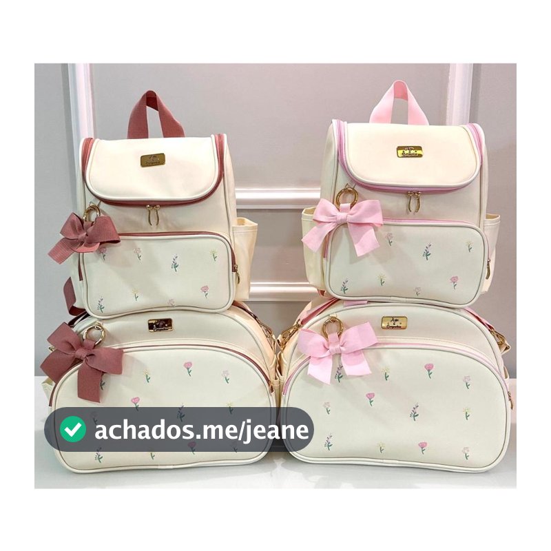 Kit Bolsa Maternidade e Mochila de bebe Luxo MARANATA FLOR Impermeável Enxoval Premium