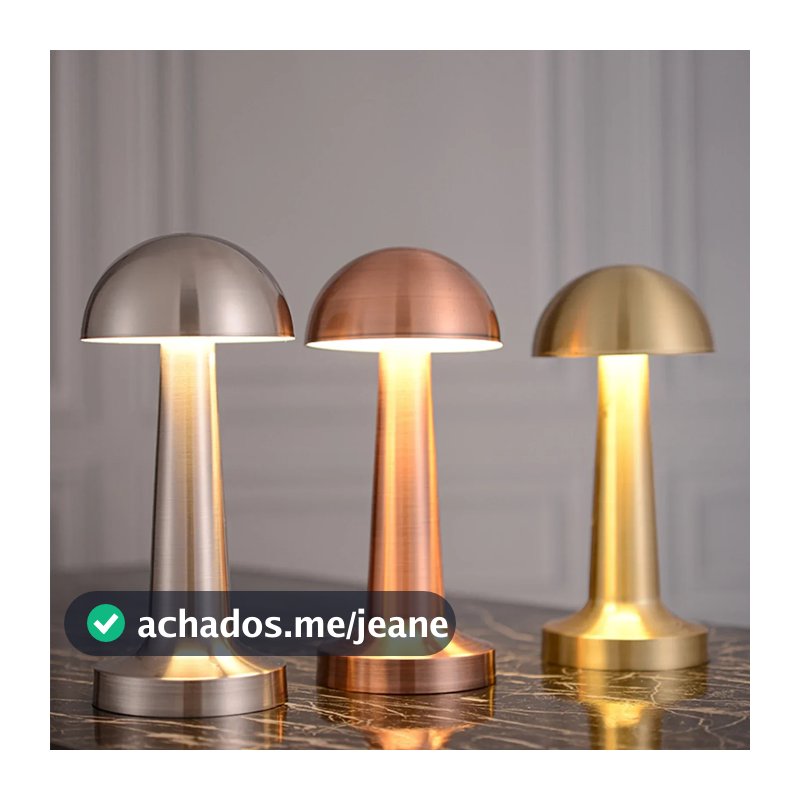 Luminaria De Mesa Led Recarregável Touch Cogumelo Abajur USB Moderno Cor Luz Ajustável