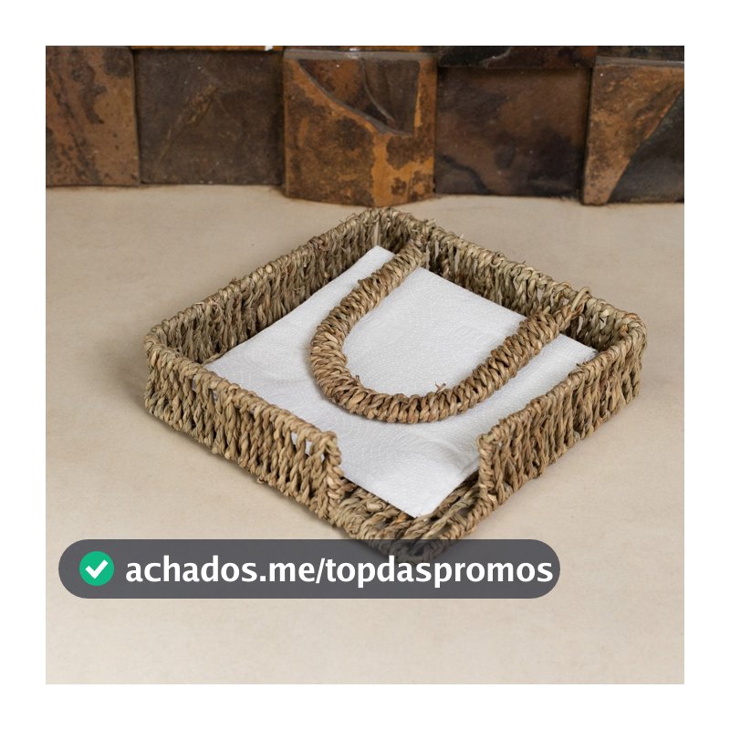 Porta Guardanapos de Sisal 20cm Wolff Natural para Mesa Posta e Decoração