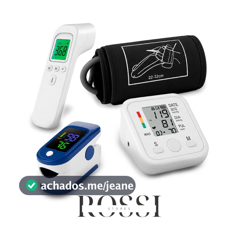 Kit Enfermagem Completo Medidor de Pressão Termometro Infravermelho e Oximetro Dedo Digital