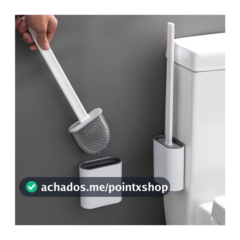 Kit Escova Sanitária Quadrada Limpeza Banheiro Parede Silicone privada suporte