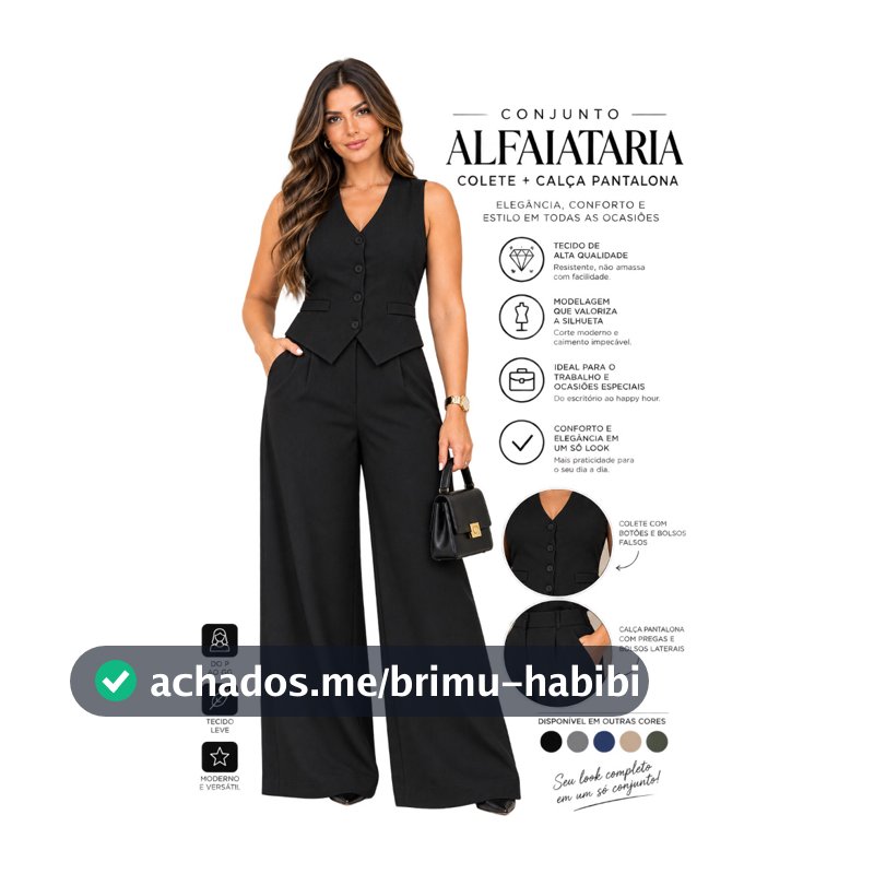 Conjunto na Alfaiataria Calça  Pantalona + Colete Social Escritório