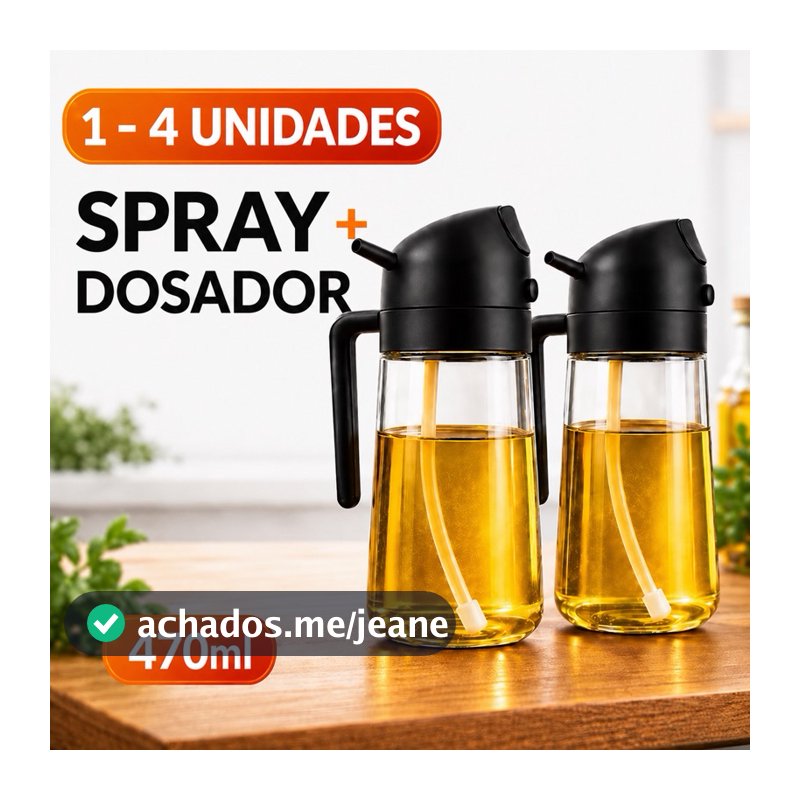 Galheteiro Spray Azeite Borrifador Dosador 2 em 1 Economico vidro 470ml Óleo Vinagre Shoyu Gourmet
