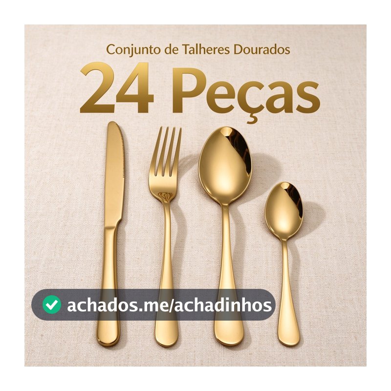 24 Pcs LouçA De Aço InoxidáVel Colher De Sobremesa Dourada / Luxuoso