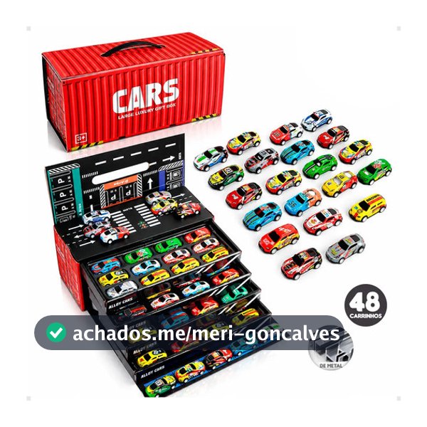Kit 48 Carrinhos Miniatura Metal Fricção com Container Pista Brinquedo Infantil Coleção