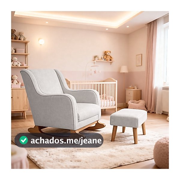 Poltrona de Amamentação Balanço com Puff Aquila Confortável para Quarto de Bebê DS Home