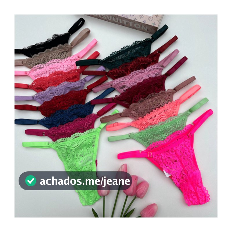 Kit 10 Calcinhas Renda Lingerie com Regulagem Luxo Fio Dental Sexy Feminina Sensual Moda Intima