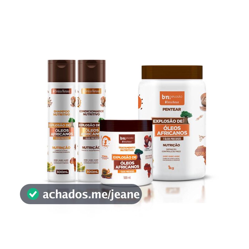 Kit Explosão de Óleos Africanos (Shampoo, Condicionador, Máscara, Creme de Pentear)